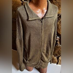 John Varvatos Full Zip Ribbed Knit Cardigan Sweater